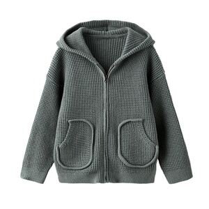 Cozy Knit Zara Hooded Cardigan in Gray